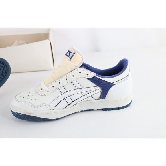 NOS Vintage 90s Asics Mens 8.5 Spell Out Outrage Lo Sneakers Shoes White Blue main image 8